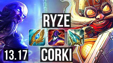 RYZE Vs CORKI MID Legendary 1 0M Mastery 13 4 7 EUW Master 13