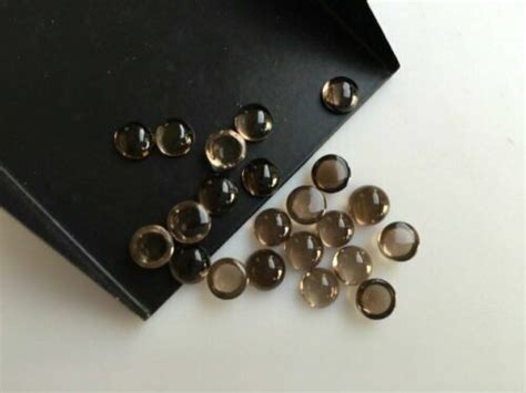 15 Pcs Great Lot Natural Smoky Quartz 8X8 Mm Round Cabochon Loose