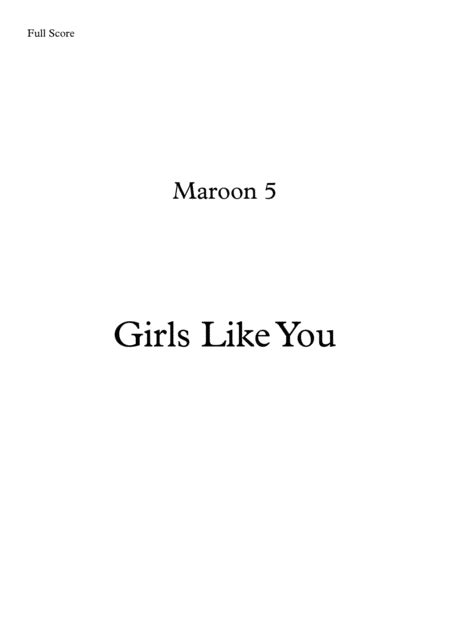 Girls Like You Arr Leandro Cardoso Sheet Music Maroon 5