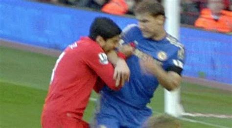 On This Day Luis Suarez Bites Chelseas Branislav Ivanovic Receives