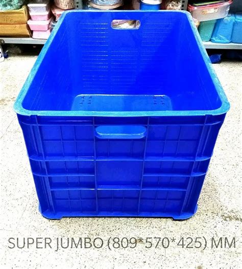 Blue Rectangular Solid Box Super Jumbo Crate Outer Dimension LXWXH