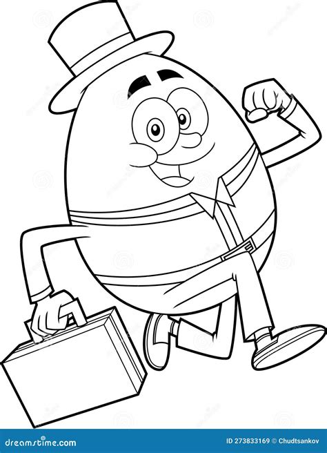 Outlined Humpty Dumpty Egg Cartoon Character Falling Off The Wall