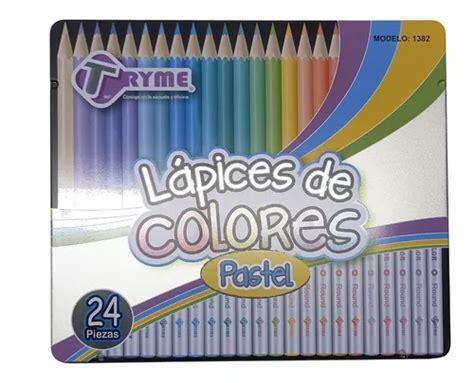 Lápices Colores Escolares Tonos Pastel 24 Pzs Tryme Envío gratis