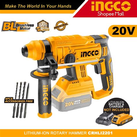 Ingco Crhli2201 Industrial Lithium Ion Cordless Rotary Hammer Drill