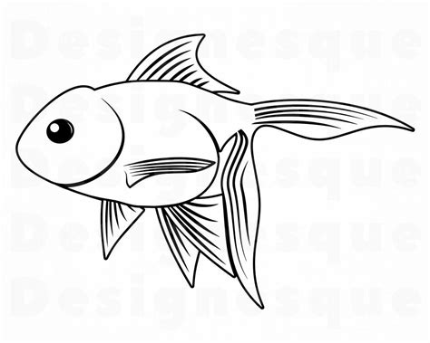 Goldfish Outline Svg Goldfish Svg Fish Svg Goldfish Etsy