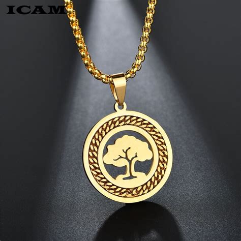 ICAM Vintage 2019 collar de cadena colgante nuevo árbol redondo de la