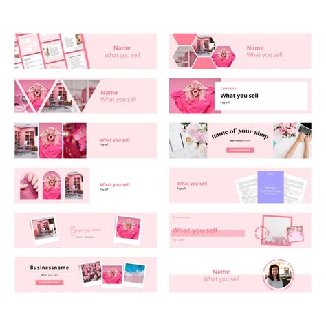 30 Etsy Shop Banner Templates Pink Canva Banners And Mockup Templates