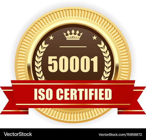 Iso 50001 Certified Medal Energy Management Vector Image