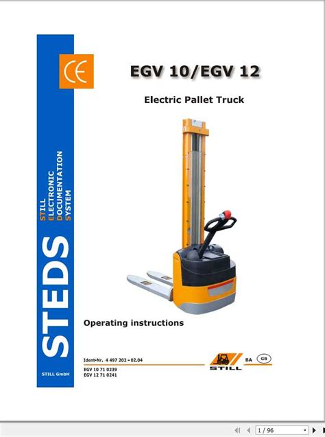 Still Electric Pallet Truck Egv Egv Original Instructions