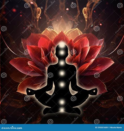 Root Chakra Meditation In Yoga Lotus Pose In Front Of Muladhara Chakra