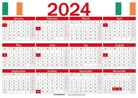 Calendar 2024 Ireland With Holidays And Festivals