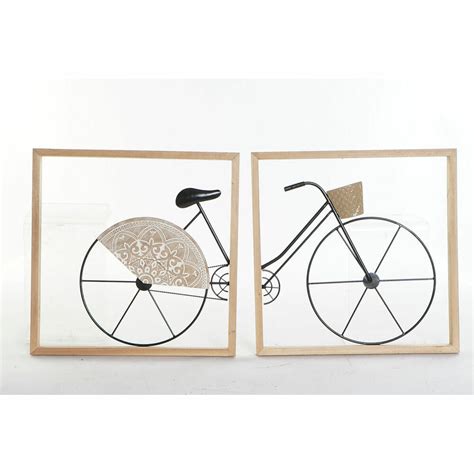 D Coration Murale Dkd Home Decor Noir Bicyclette M Tal Bois Mdf X