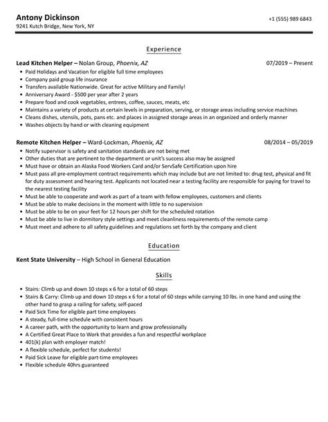 Kitchen Helper Job Description Pdf Bruin Blog