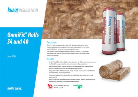 Knauf Insulation OmniFit Rolls Product Datasheet NBS Source