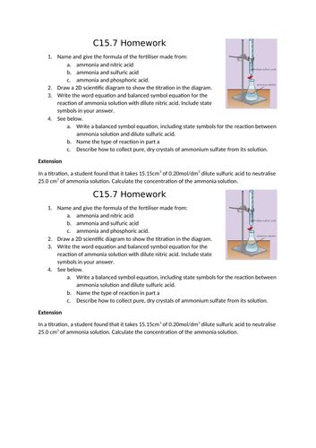 Aqa Gcse Chemistry 9 1 C157 Making Fertilisers In The Lab Full