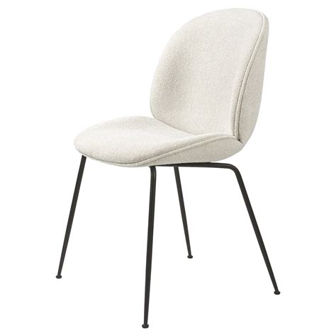 GUBI Beetle Chair Fully Upholstered Conic Matt Black Light Boucle