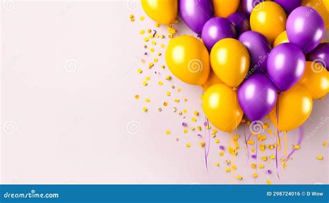 Celebration Pink Background With Yellow And Purple Balloons Banner