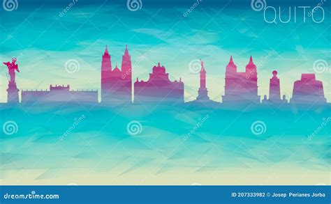 Quito Ecuador Skyline Silhouette City Vector Broken Glass Abstract