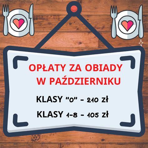 Op Aty Za Obiady W Pa Dzierniku Szko A Podstawowa Nr Im Kard