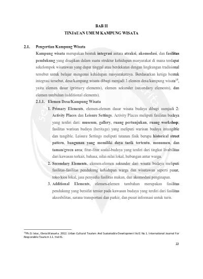 Tinjauan Umum Kampung Wisata Landasan Konseptual Perencanaan Dan