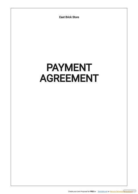 Free Simple Payment Agreement Template
