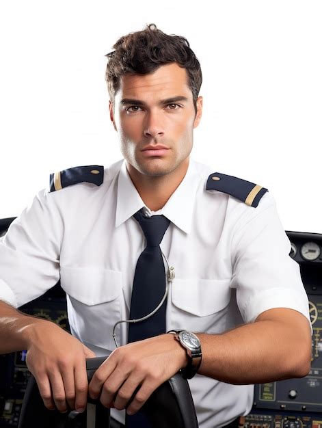 Premium Ai Image Skilled Male Pilot Navigating Aircraft Ai Generated