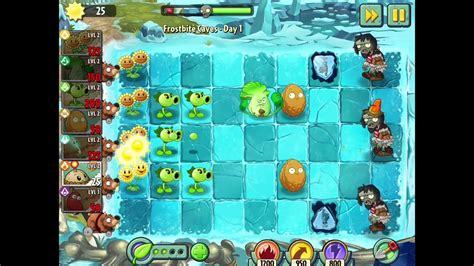 Plants Vs Zombies 2 Frostbite Caves Day 1 Youtube