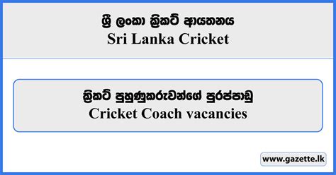 Cricket Coach Vacancies 2023 - Sri Lanka Cricket - Gazette.lk