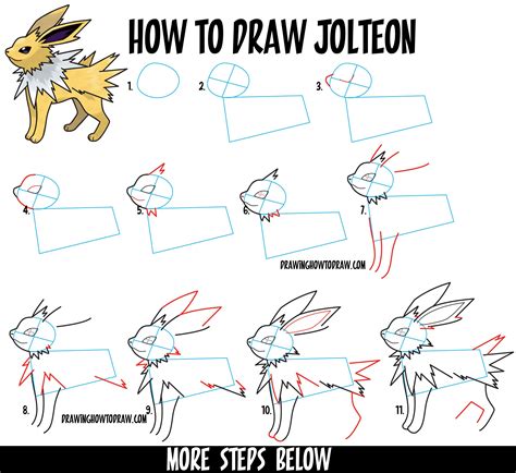 How To Draw Jolteon From Pokemon In Easy Step By Step Drawing Tutorial