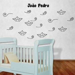 Adesivo De Parede Infantil Barquinho De Papel Grande X Cm Leroy