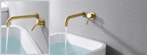 Brushed Gold Wall Mount Tub Faucet With Extra Long Spout And Valve Default Title Sumerain