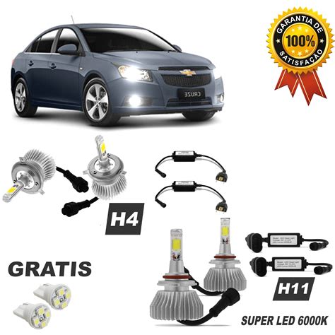 Kit Lampada Super Led Gm Cruze Farol Alto Baixo E Milha R Em