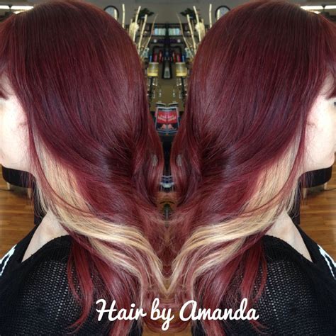 Dark Red Hair With Blonde Peekaboos