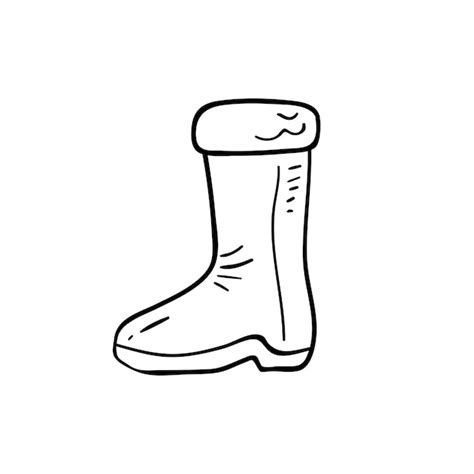 Icono de línea de bota de goma Botas de lluvia Wellington Ilustración