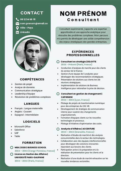 Exemple De CV Consultant Gratuit Word 2024