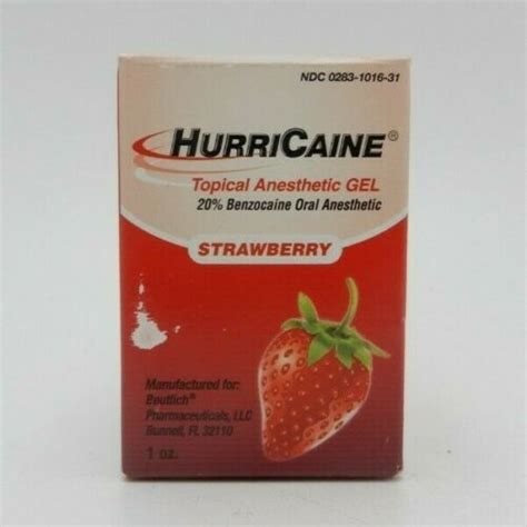 Hurricaine Topical Oral Anesthetic Gel Strawberry Dentistry Product