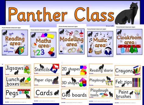 Panther Themed Classroom Signs And Labels Pack SB1842 SparkleBox