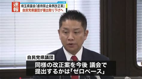 埼玉県議会｢虐待禁止条例改正案｣ 自民党県議団が提出取り下げへ（2023年10月10日掲載）｜日テレnews Nnn