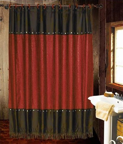 Cheyenne Red Faux Leather Shower Curtain Wild West Living