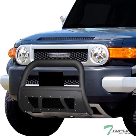 Tlaps Matte Black Studded Mesh Bull Bar Brush Push Front Bumper Grill