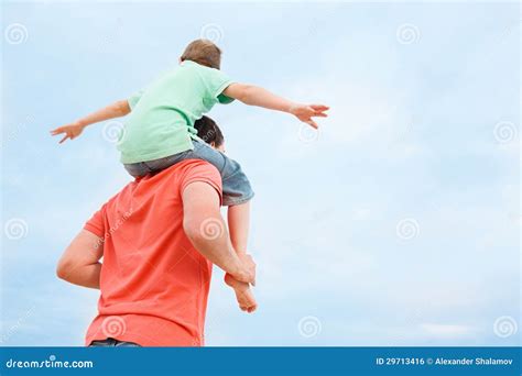 Father Carrying His Son On Shoulders Royalty Free Stock Image Image 29713416