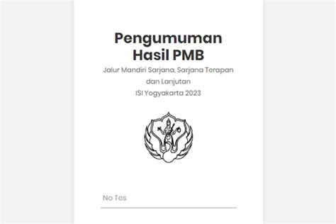 Juli Link Pengumuman Seleksi Mandiri Isi Jogja Cek Kelulusan