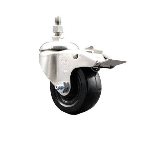 Service Caster 316SS Soft Rubber Wheel Swivel Stem Caster Total Lock