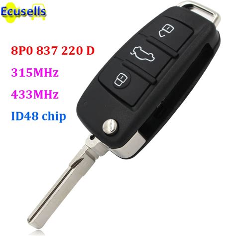 Folding Remote Key Keyless Entry 3 Button 315mhz Or 433mhz With Id48