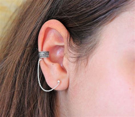 Ohr Cuff Mit Kette Ohrring Set Sterling Silber Doppel Etsy De