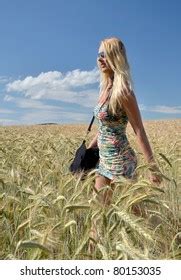 Sexy Blonde Field Stock Photo 80153035 Shutterstock