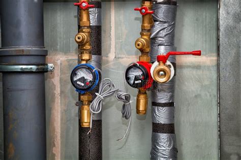 Water Meters For Hot And Cold Stock Image Image Of Crane Industry 66852331