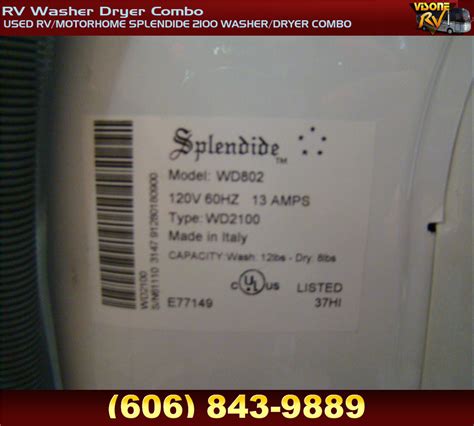 Rv Appliances Used Rvmotorhome Splendide 2100 Washerdryer Combo Rv