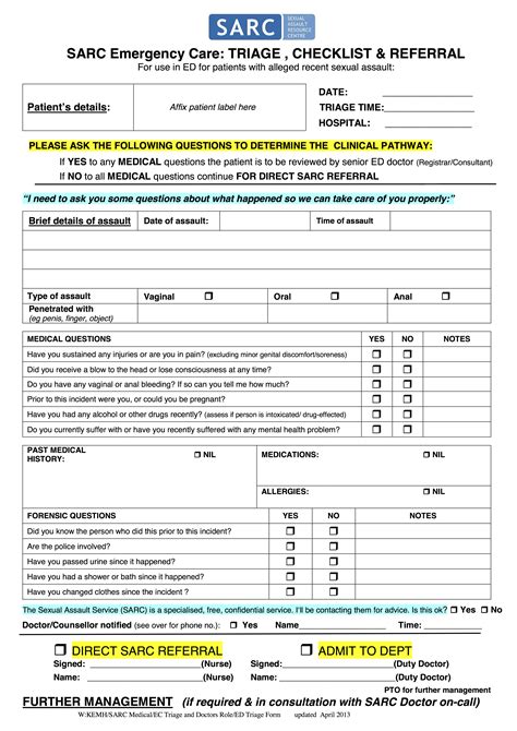 Printable Triage Forms