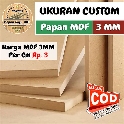 Jual Kayu Papan MDF Ketebalan 3MM Ukuran CUSTOM Per CM MDF WARNA